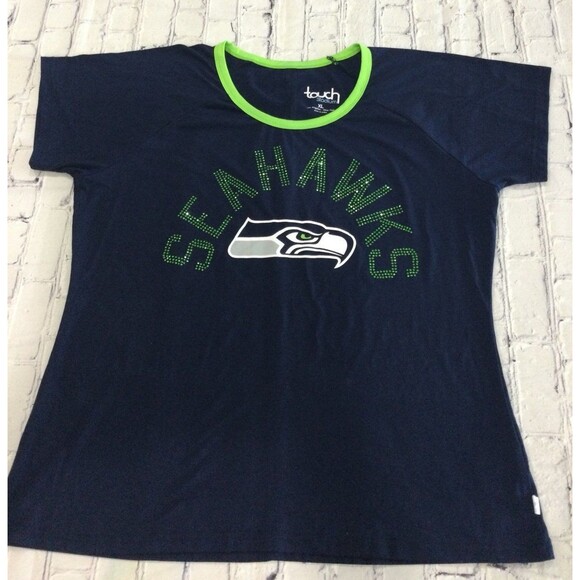 Touch Stadium T-Shirt Women’s Size XL Blue Green Seattle Seahawks Rhinestones - Picture 3 of 11